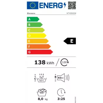 Máquina de secar roupa Siemens iQ300 WT43H004 de instalação livre carga frontal 8 kg branco