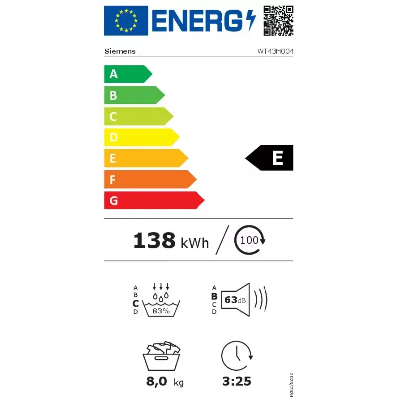 Máquina de secar roupa Siemens iQ300 WT43H004 de instalação livre carga frontal 8 kg branco