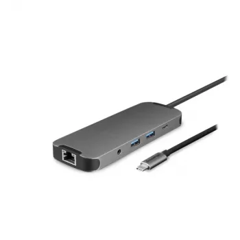 Chieftec DSC-901 estação de ancoragem USB-C, USB 3.2 Gen 1, HDMI, Gigabit LAN, 2x USB-A, 2x USB-C, titânio