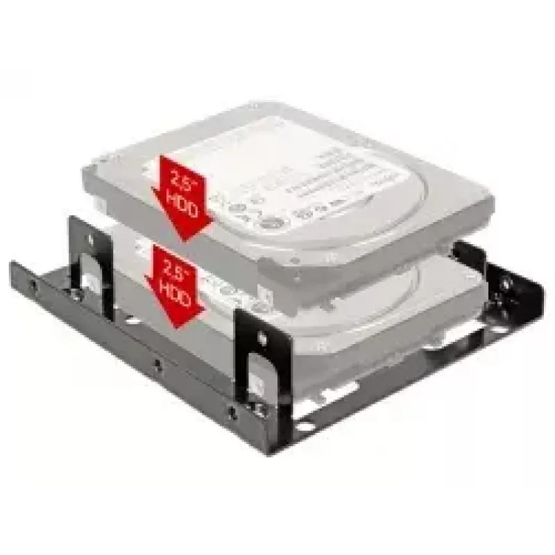 Moldura de montagem DeLOCK 18210 de 3,5 polegadas para 2 x 2,5 polegadas HDD/SSD, preta