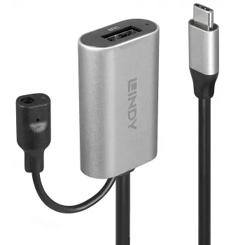 Extensão ativa USB 3.2 Gen 1 C/A Lindy 5m, 5 m, USB C, USB A, USB 3.2 Gen 1 (3.1 Gen 1), prateado