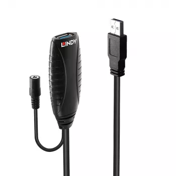 Extensão ativa USB 3.0 Lindy 10m, 10 m, USB A, USB A, USB 3.2 Gen 1 (3.1 Gen 1), 5 Gbit/s, preto