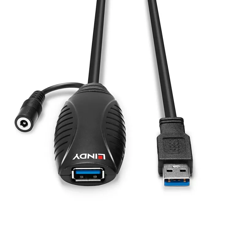 Lindy 43156 cabo de extensão ativo USB 3.0, USB-A macho para USB-A fêmea, 10 m, USB 3.2 Gen 1, 5 Gbit/s, preto