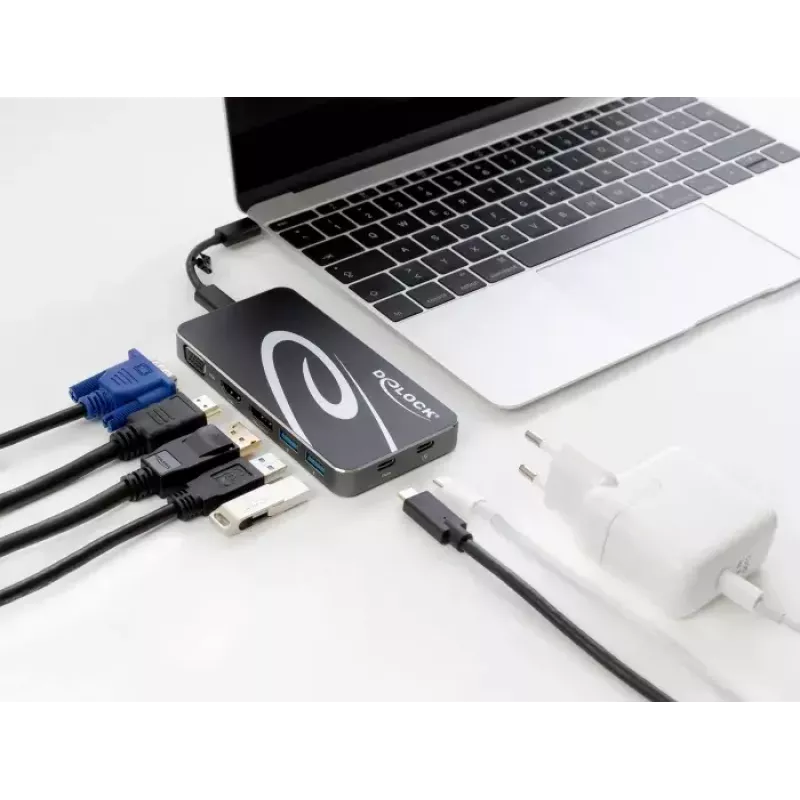 Docking station DeLOCK USB Type-C 3.2 4K HDMI DP 1080p VGA USB Hub PD 3.0