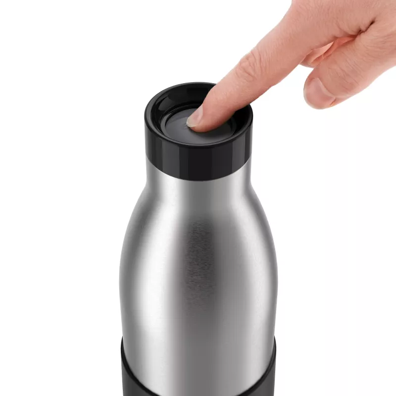 EMSA Bludrop Sleeve N3111100 garrafa de água uso diário 700 ml aço inoxidável preto, aço inoxidável