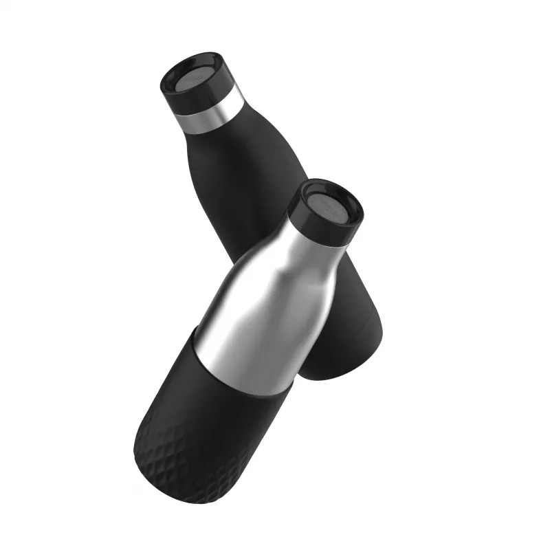 EMSA Bludrop Sleeve N3111100 garrafa de água uso diário 700 ml aço inoxidável preto, aço inoxidável