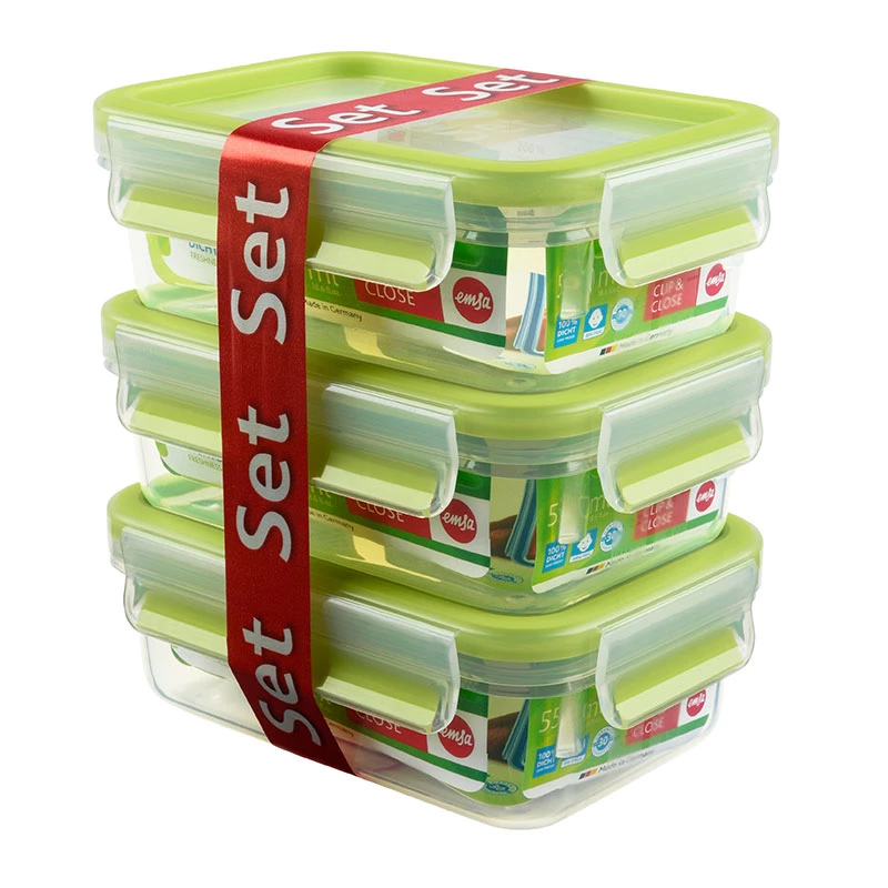 EMSA 508570 caixa de armazenamento de alimentos caixa retangular 0,55 L transparente 3 unid.