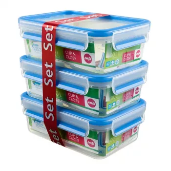 EMSA 508558 Caixa retangular para armazenamento de alimentos 1 L azul, transparente 3 unid.