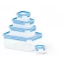 EMSA CLIP & CLOSE 508568 Caixa retangular para armazenamento de alimentos conjunto 3,7 L azul, transparente 5 unid.