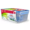 EMSA CLIP & CLOSE 508568 Caixa retangular para armazenamento de alimentos conjunto 3,7 L azul, transparente 5 unid.