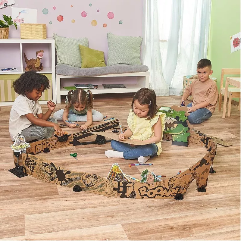 Conjunto de pista de corrida de brinquedo VTech Car-Board Racers Dino Adventure, pista