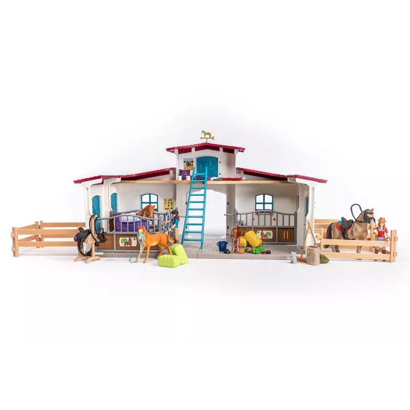 schleich HORSE CLUB Centro Equestre à Beira do Lago, Quinta, Estábulo, Cavalos, 5 ano(s), Multicolor, Plástico