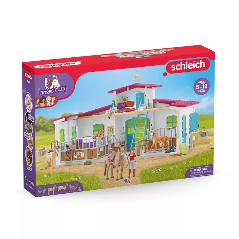 schleich HORSE CLUB Centro Equestre à Beira do Lago, Quinta, Estábulo, Cavalos, 5 ano(s), Multicolor, Plástico