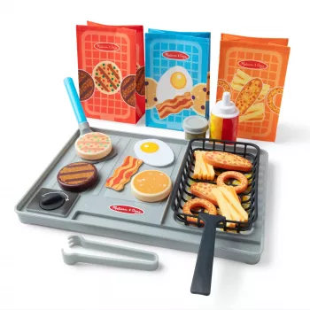 Melissa & Doug Flip & Fry conjunto de grelhar com alimentos de brincar com mudança de cor Water WOW!, brinquedo pré-escolar a partir dos 3 anos
