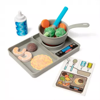 Melissa & Doug Simmer & Stir conjunto de fogão com alimentos de brincar com revelação de cor Water WOW, brinquedo pré-escolar a partir dos 3 anos