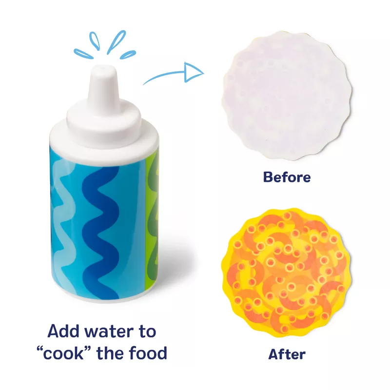 Melissa & Doug Simmer & Stir conjunto de fogão com alimentos de brincar com revelação de cor Water WOW, brinquedo pré-escolar a partir dos 3 anos