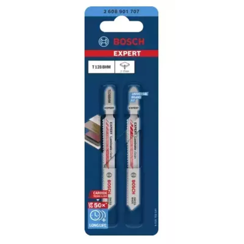 Lâmina de serra de vaivém Bosch T128BHM Carbide 2 unid. para laminado PVC