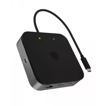 ICY BOX docking station USB4® 7 em 1 com saída de vídeo dupla, com fios, USB4, 60 W, 3,5 mm, 10,100,1000 Mbit/s, antracite