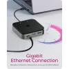 ICY BOX docking station USB4® 7 em 1 com saída de vídeo dupla, com fios, USB4, 60 W, 3,5 mm, 10,100,1000 Mbit/s, antracite