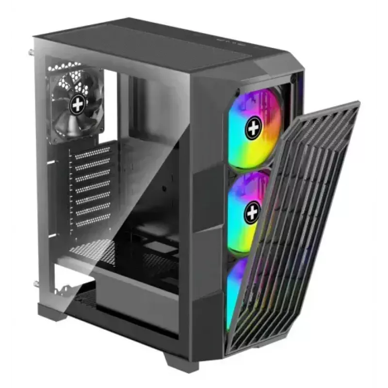 Caixa PC Midi Tower XILENCE Performance A+ BREEZE II — preto, vidro temperado, suporta ATX/Micro‑ATX/Mini‑ITX, 3x140mm frente, 1x120mm traseira