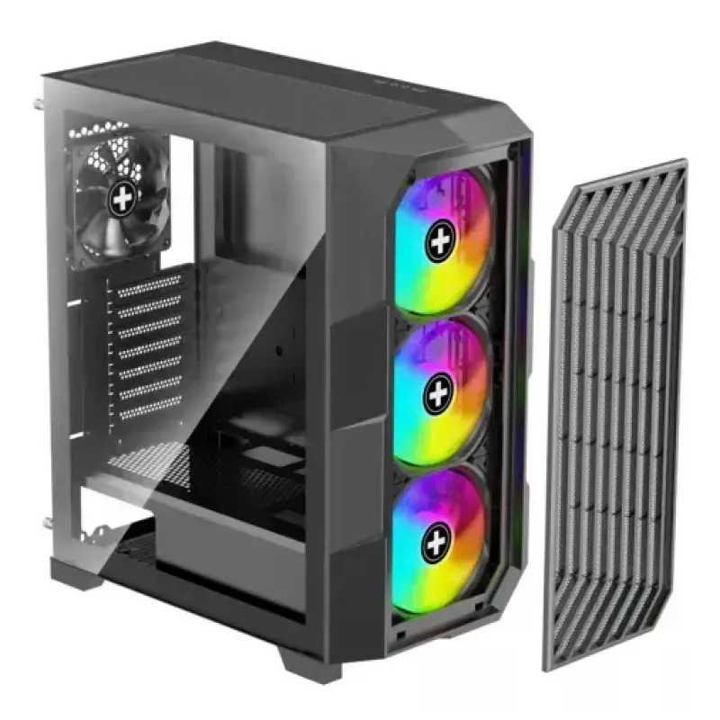 Caixa PC Midi Tower XILENCE Performance A+ BREEZE II — preto, vidro temperado, suporta ATX/Micro‑ATX/Mini‑ITX, 3x140mm frente, 1x120mm traseira