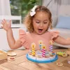 Melissa & Doug Bolo de festa de aniversário – alimentos de brincar em madeira com decorações de mistura e 7 velas