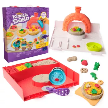Kinetic Sand, conjunto de brincar SquishPizza forno de pizza que cresce, presentes criativos de Páscoa, inclui 1 lb de areia de brincar moldável & 5 ferramentas, artesanato de alimentos de brincar brinquedo para crianças