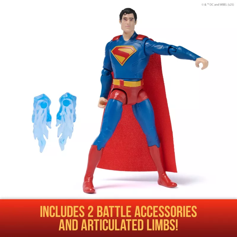 DC Comics, SUPERMAN Figura de ação Epic Strike, 15 cm de altura, estilo autêntico do filme, inclui 2 acessórios, brinquedo para rapazes e raparigas a partir dos 4 anos