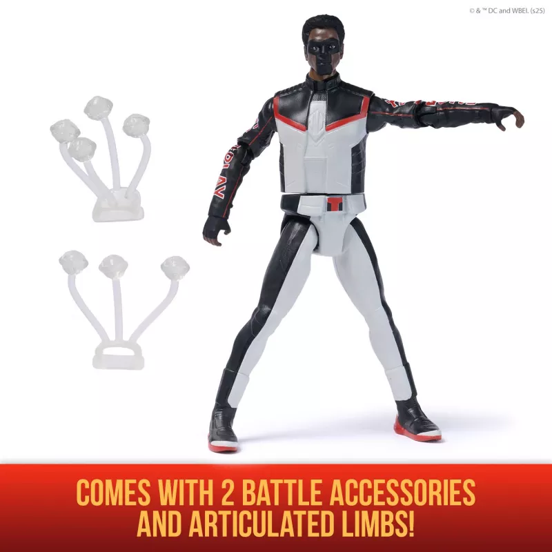DC Comics, SUPERMAN, Mr. Terrific, Figura de ação Epic Strike, 15 cm de altura, design autêntico do filme, inclui 2 acessórios, brinquedo para rapazes e raparigas a partir dos 4 anos