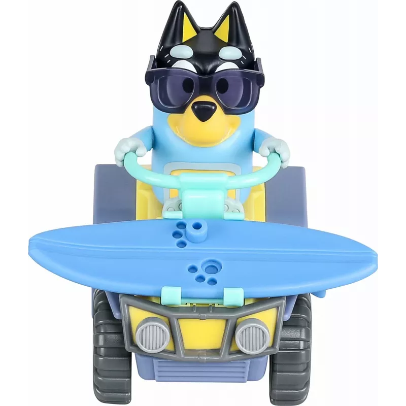 Moose Toys Bluey S9 Conjunto de figura e veículo Quad de praia com Bandit