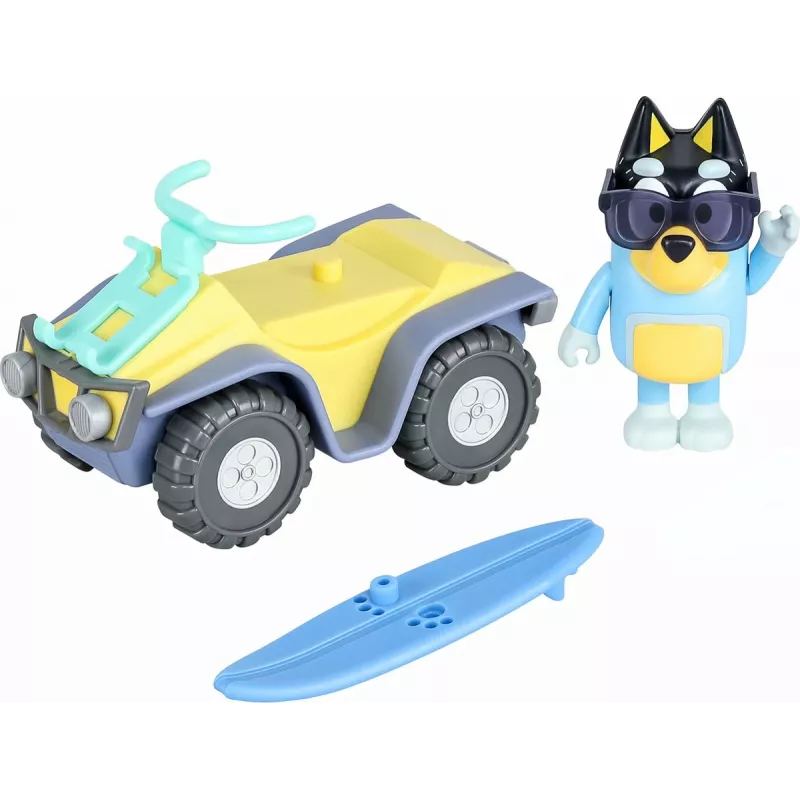 Moose Toys Bluey S9 Conjunto de figura e veículo Quad de praia com Bandit