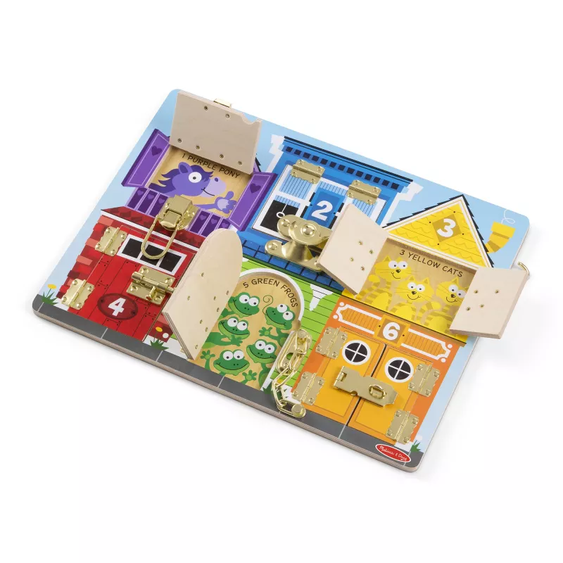 Melissa & Doug MDT MSK Latches Board Display GML, 3 ano(s), Madeira, Multicolor