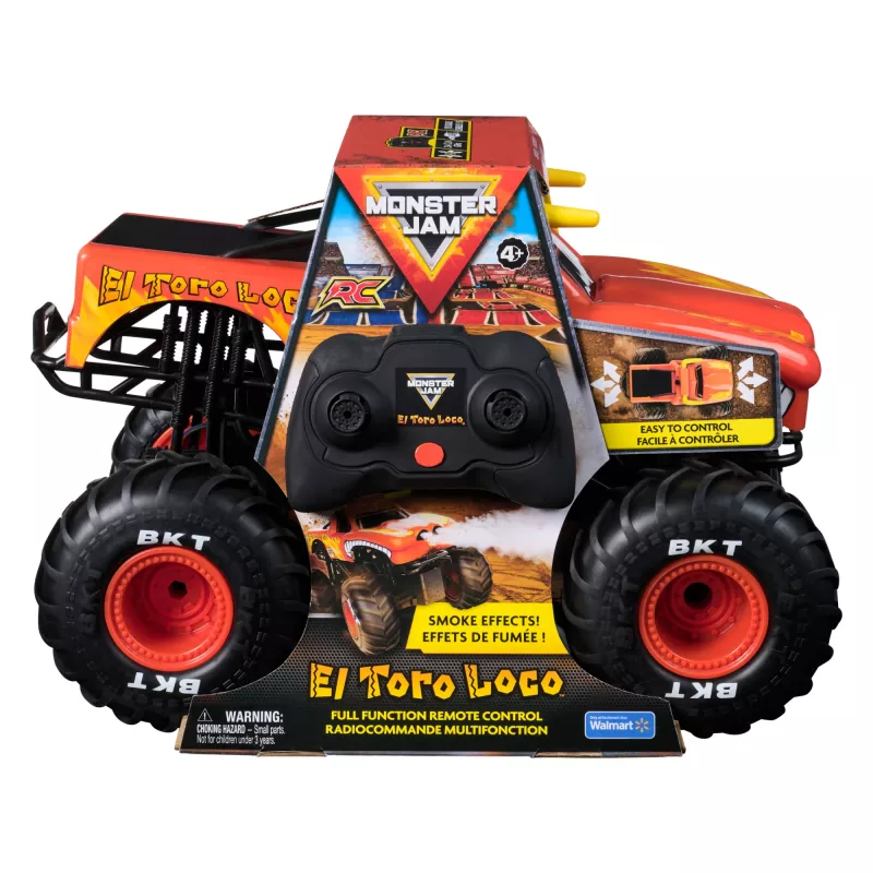 Monster Jam, El Toro Loco Monster Truck RC com efeitos de fumo Atomizer, escala 1:15, brinquedo para rapazes e raparigas a partir dos 3 anos