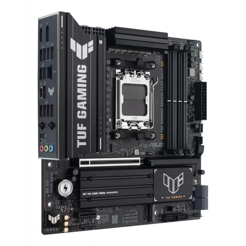 Placa-mãe ASUS TUF GAMING B850M-PLUS WIFI7 micro ATX, AMD B850, Socket AM5, DDR5, 4 DIMM, 256GB, Wi‑Fi 7, 2,5Gb LAN