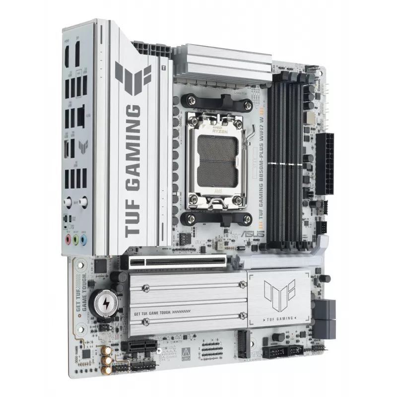Placa-mãe ASUS TUF GAMING B850M-PLUS WIFI7 W, AMD B850, Socket AM5, micro ATX, DDR5, 4×DIMM, até 256 GB, Wi‑Fi 7, 2,5Gb Ethernet