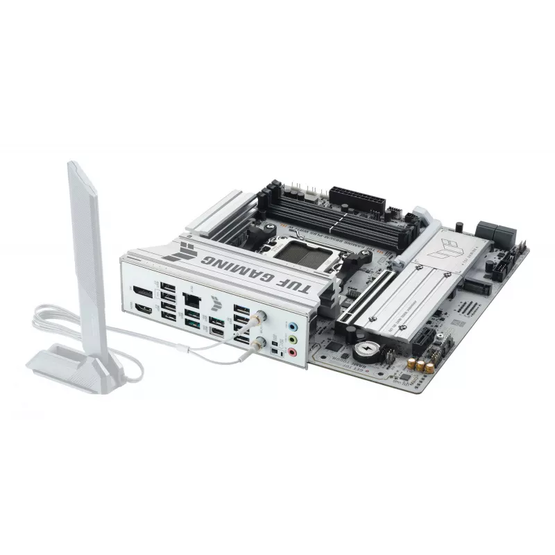 Placa-mãe ASUS TUF GAMING B850M-PLUS WIFI7 W, AMD B850, Socket AM5, micro ATX, DDR5, 4×DIMM, até 256 GB, Wi‑Fi 7, 2,5Gb Ethernet