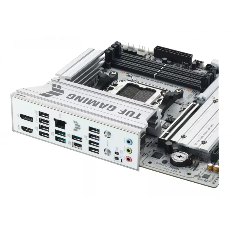 Placa-mãe ASUS TUF GAMING B850M-PLUS WIFI7 W, AMD B850, Socket AM5, micro ATX, DDR5, 4×DIMM, até 256 GB, Wi‑Fi 7, 2,5Gb Ethernet