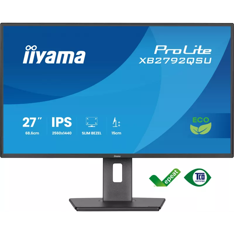iiyama ProLite XB2792QSU-B1 monitor IPS QHD de 27 polegadas, HDMI, DP, hub USB, 120 Hz, preto