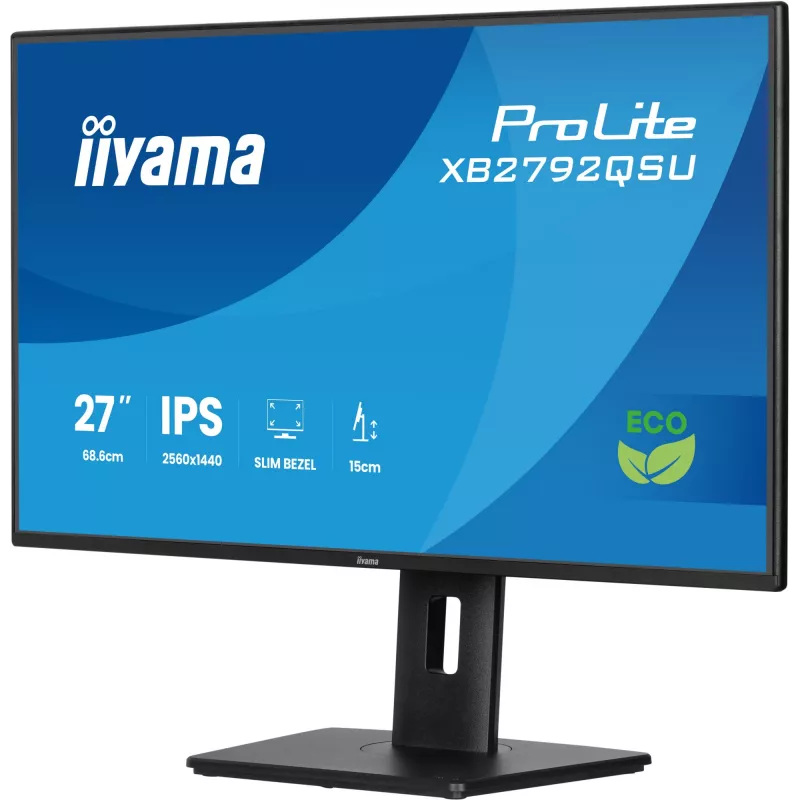 iiyama ProLite XB2792QSU-B1 monitor IPS QHD de 27 polegadas, HDMI, DP, hub USB, 120 Hz, preto