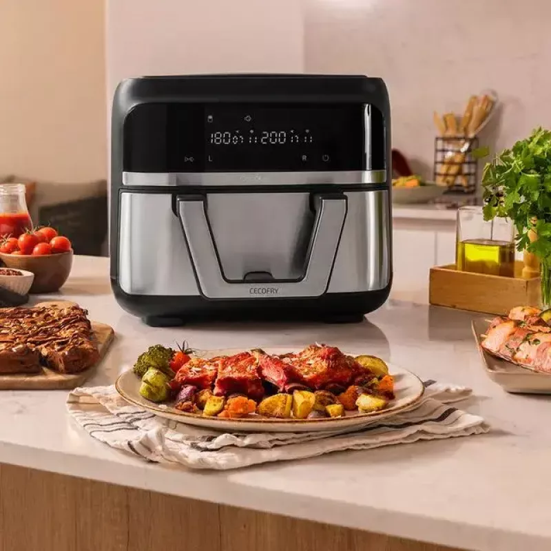 Fritadeira de ar quente Cecotec Cecofry Dual 9000 9 L 2850 W preto aço inoxidável