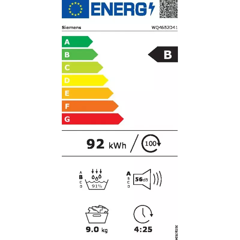 Máquina de secar roupa com bomba de calor Siemens iQ700 WQ46B2D41 de livre instalação carregamento frontal 9 kg branca