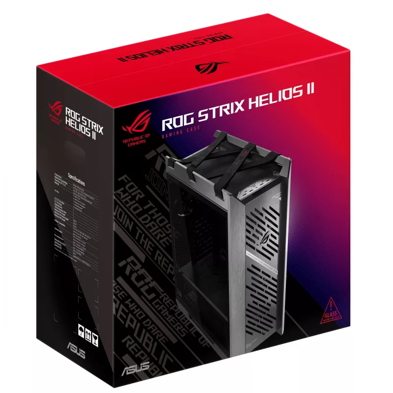 ASUS ROG Strix Helios II GX601S caixa de PC, Midi Tower, E-ATX, vidro temperado, Aura Sync RGB, 4 ventoinhas de 140 mm, USB-C, preta