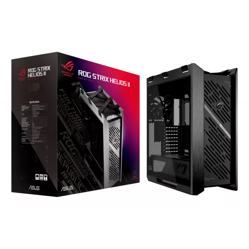ASUS ROG Strix Helios II GX601S caixa de PC, Midi Tower, E-ATX, vidro temperado, Aura Sync RGB, 4 ventoinhas de 140 mm, USB-C, preta