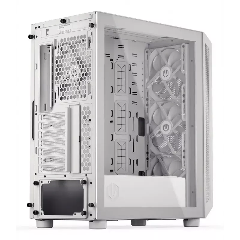 Caixa de PC Midi Tower ENDORFY ARX 500 ARGB branca – vidro temperado, suporta ATX/Micro-ATX/Mini-ITX, 3 ventoinhas frontais de 140 mm + 1 traseira de 140 mm, 1×3,5 polegadas + 6×2,5 polegadas compartimentos