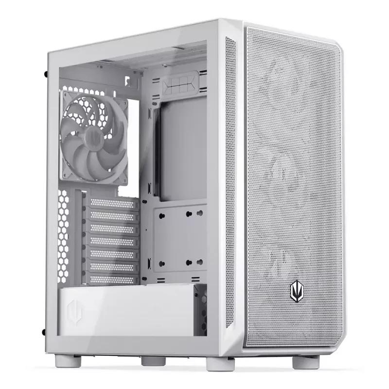 Caixa de PC Midi Tower ENDORFY ARX 500 ARGB branca – vidro temperado, suporta ATX/Micro-ATX/Mini-ITX, 3 ventoinhas frontais de 140 mm + 1 traseira de 140 mm, 1×3,5 polegadas + 6×2,5 polegadas compartimentos