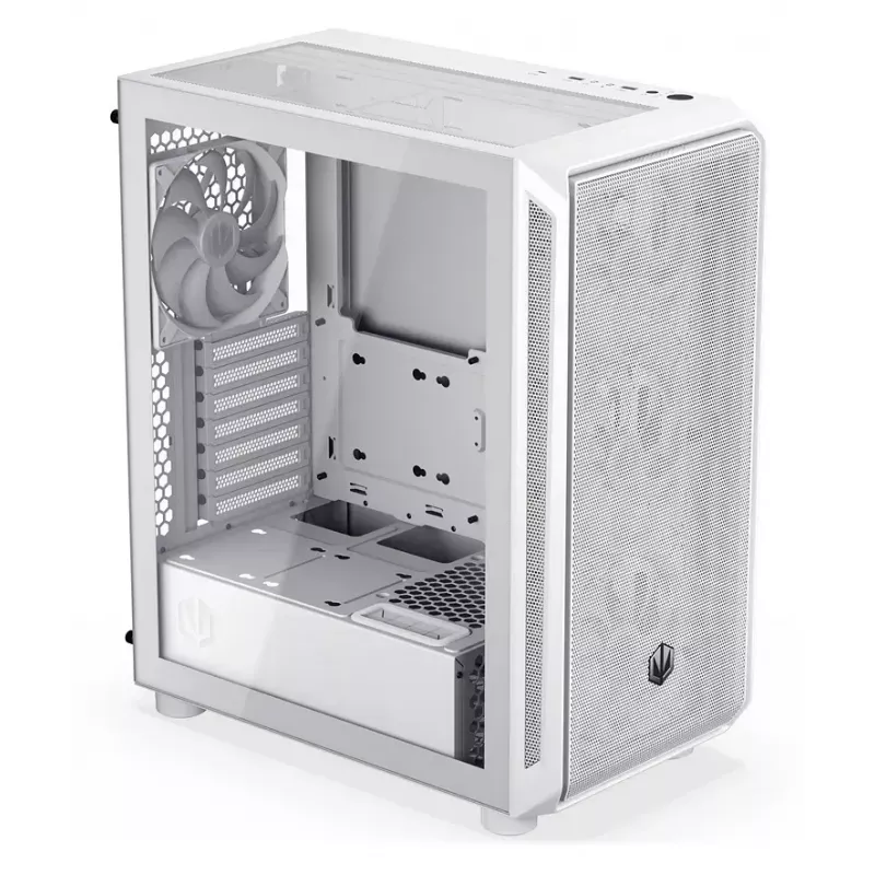 Caixa de PC Midi Tower ENDORFY ARX 500 ARGB branca – vidro temperado, suporta ATX/Micro-ATX/Mini-ITX, 3 ventoinhas frontais de 140 mm + 1 traseira de 140 mm, 1×3,5 polegadas + 6×2,5 polegadas compartimentos