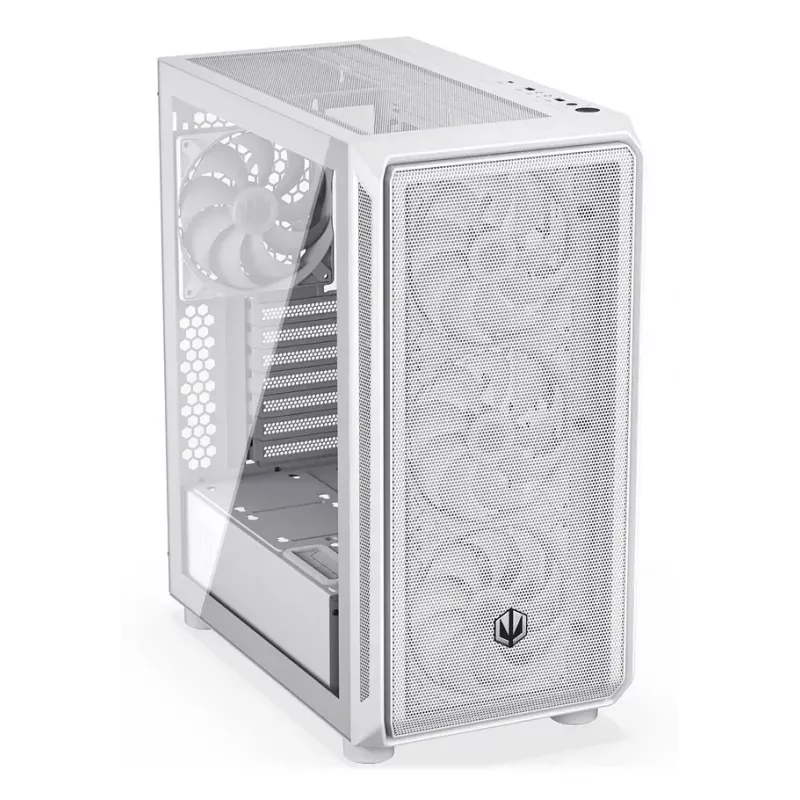 Caixa de PC Midi Tower ENDORFY ARX 500 ARGB branca – vidro temperado, suporta ATX/Micro-ATX/Mini-ITX, 3 ventoinhas frontais de 140 mm + 1 traseira de 140 mm, 1×3,5 polegadas + 6×2,5 polegadas compartimentos