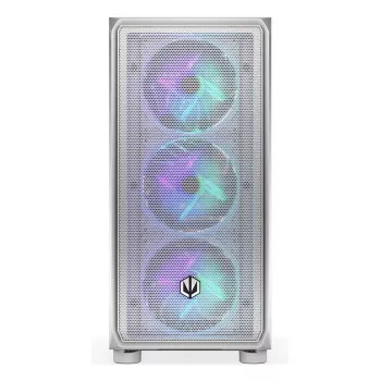 Caixa de PC Midi Tower ENDORFY ARX 500 ARGB branca – vidro temperado, suporta ATX/Micro-ATX/Mini-ITX, 3 ventoinhas frontais de 140 mm + 1 traseira de 140 mm, 1×3,5 polegadas + 6×2,5 polegadas compartimentos