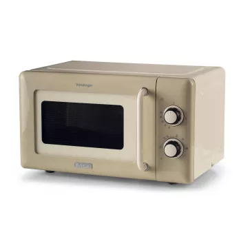 Ariete Vintage Line 3960 Micro-ondas Vintage, 800 W, capacidade 20 L, 3 funções, 5 níveis de cozedura, temporizador, bege