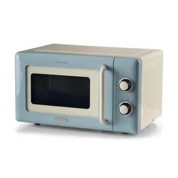 Ariete Vintage Line 3960 Micro-ondas Vintage, 800 W, capacidade 20 l, 3 funções, 5 níveis de cozedura, temporizador, azul